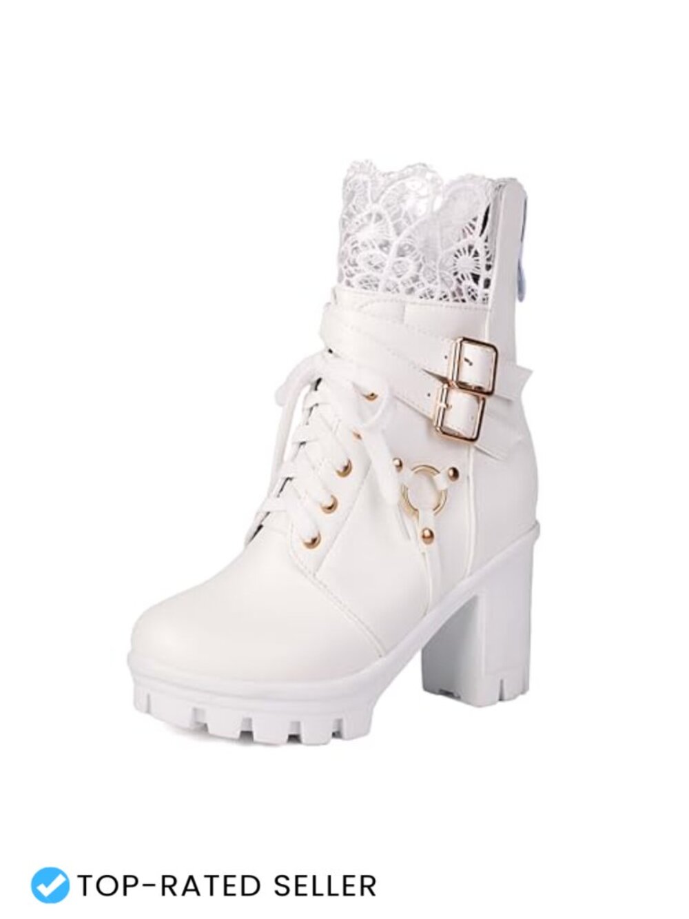 Faux Leather Gothic Lace Up Platform Combat Boots Chunky Heel Ankle Boots